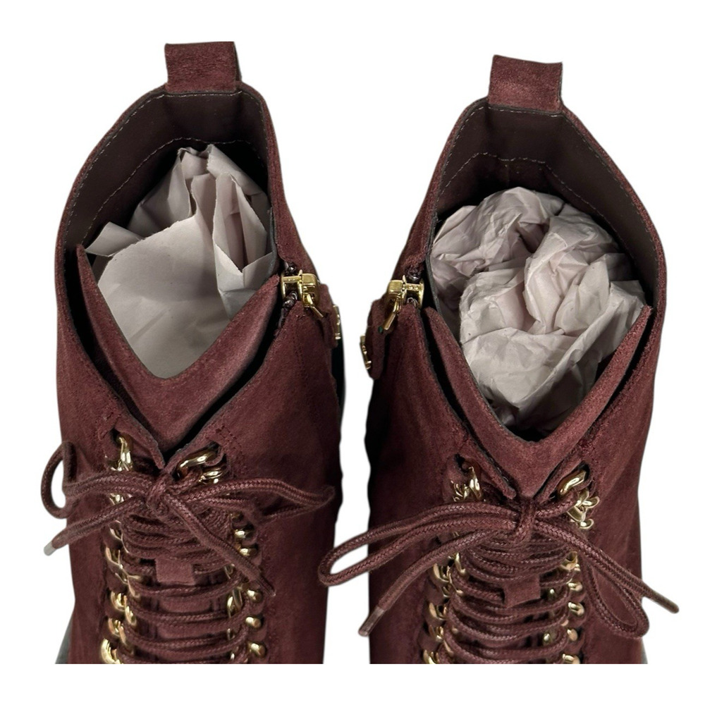 Sam Edelman Lovrin Platform Combat Boots Spiced Pecan Suede Womens 9.5M Zip New - Picture 10 of 12